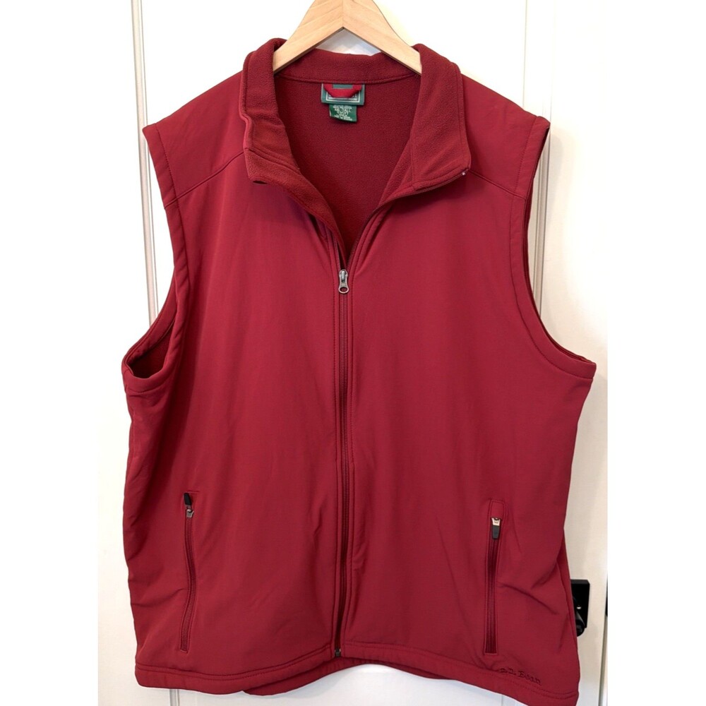 Vtg 90s L.L. Bean Mens Vest Red Rust XXL Tall XXLT Nylon Fleece Lined Outdoors